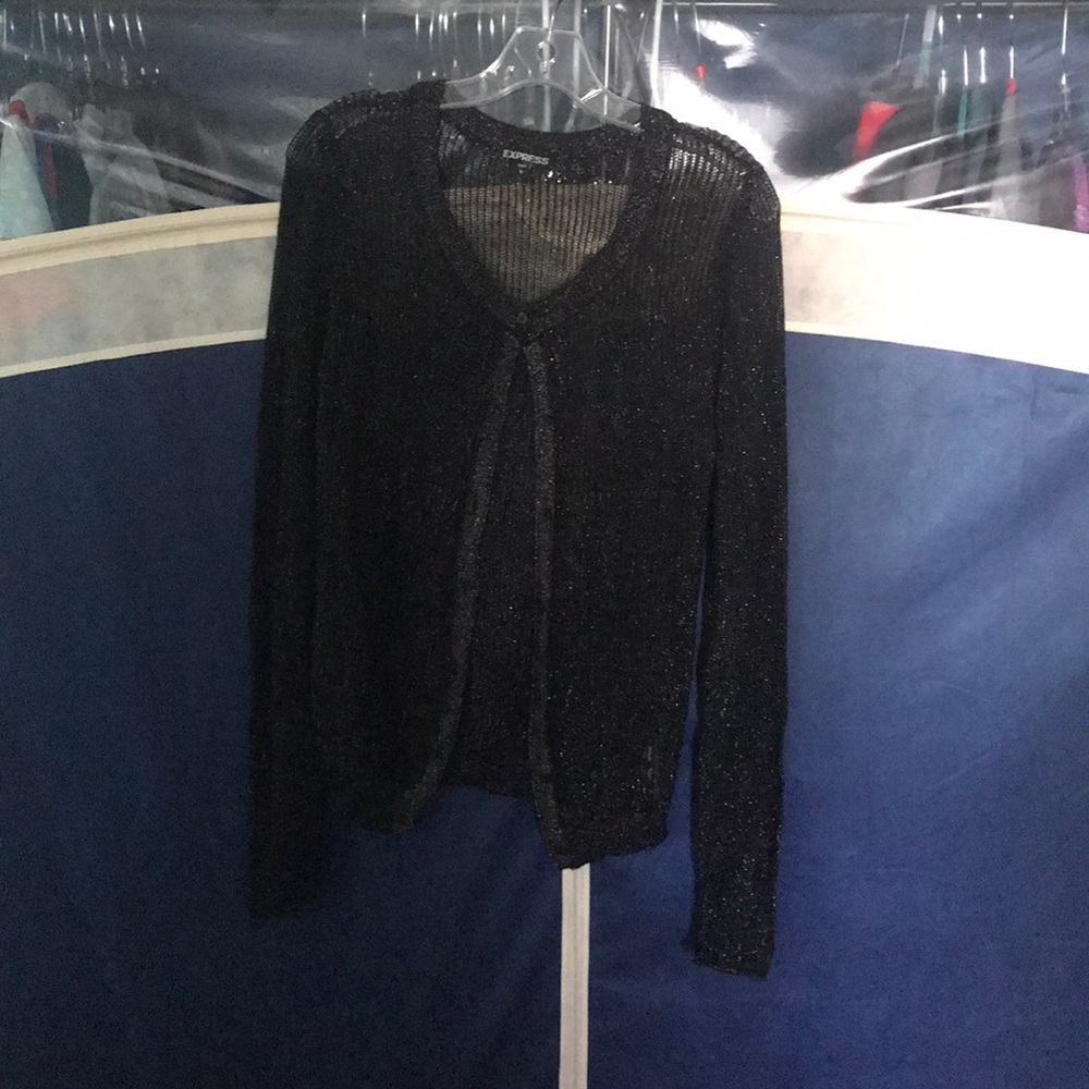 Button up black sparkle sweater
